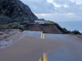 Part of Highway 1 in California falls into the ocean