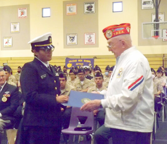 Soledad High naval cadet receives TREA award