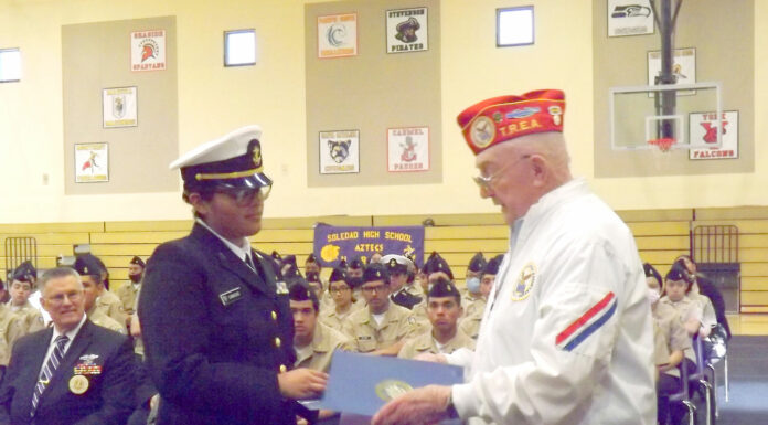 Soledad High naval cadet receives TREA award