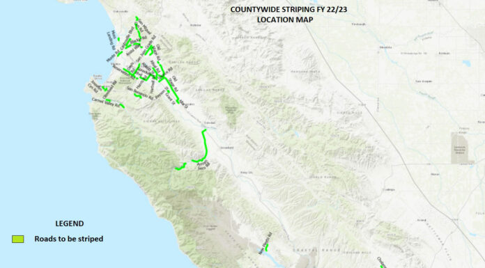 County of Monterey begins road striping project