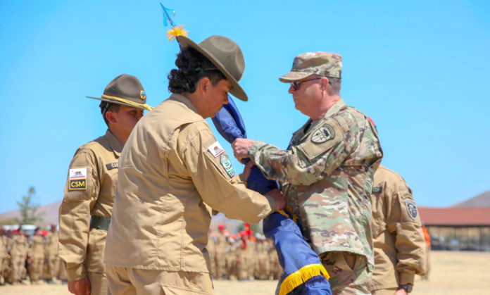 C_LTC-Diego-Nunez-receives-the-ceremonial-flag 246th Battalion California Cadet Corps Greenfield High School