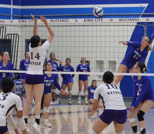 Volleyball | King City sweeps Soledad, Pioneer Valley King City Mustangs Soledad Aztecs volleyball