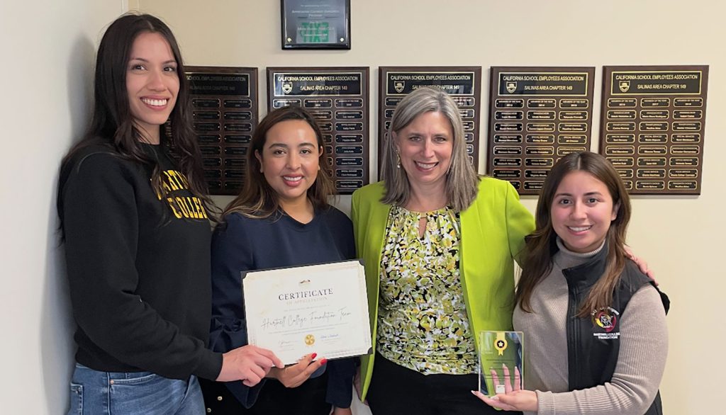 Hartnell College Foundation team with award