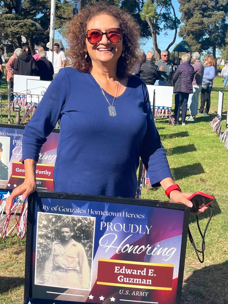 Gonzales Veterans Day Ceremony Hometown Heroes signs