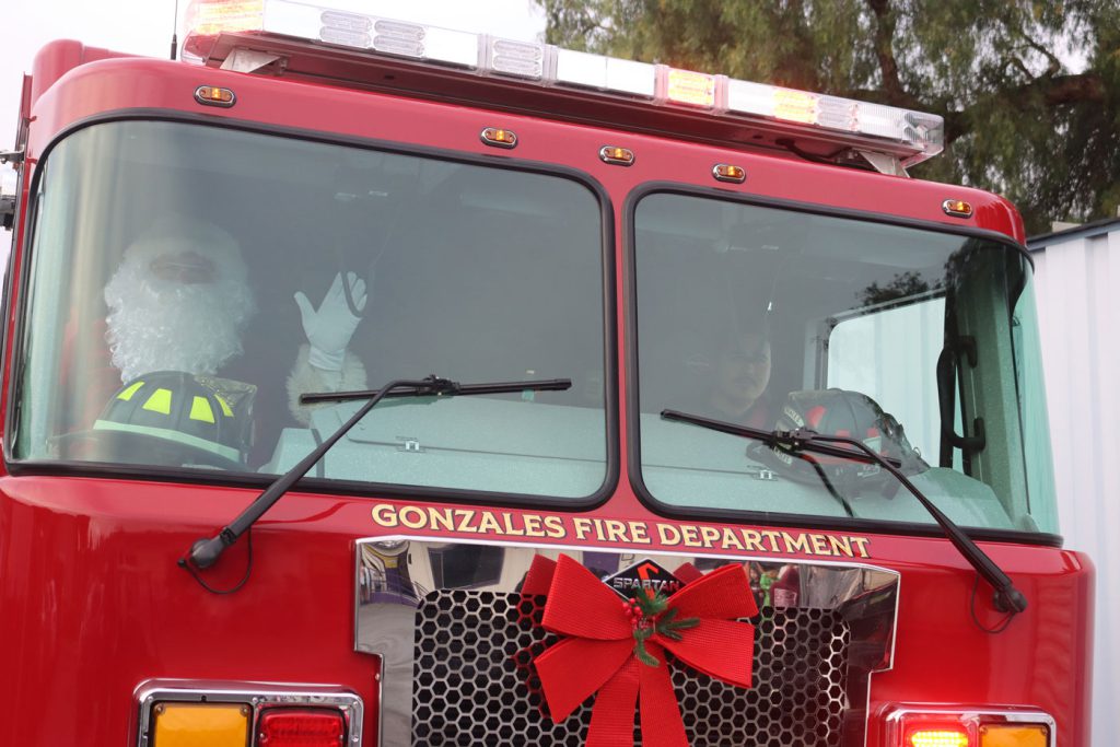 Santa in firetruck