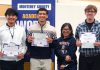 Greenfield High team conquers regional Academic World Quest competition Greenfield students with certificates