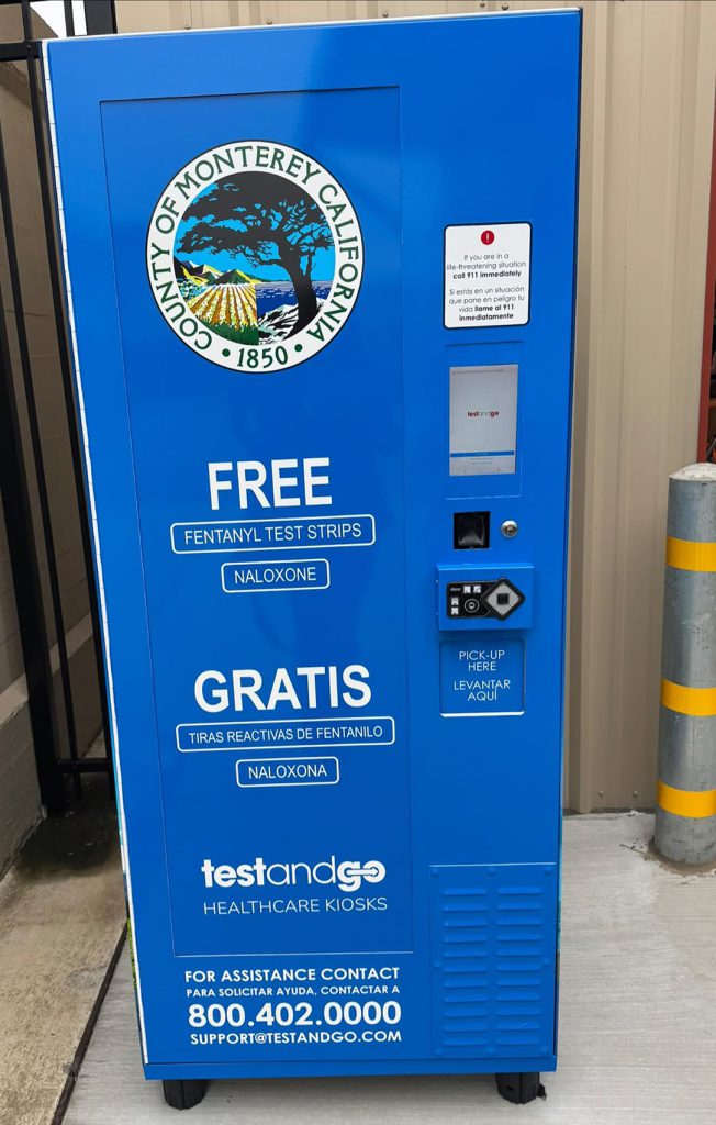 Naloxone and fentanyl test strip kiosk