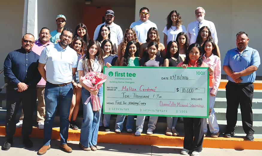 Group with giant check