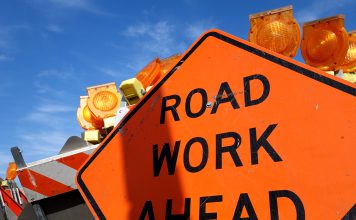 traffic safety roadwork signs and light