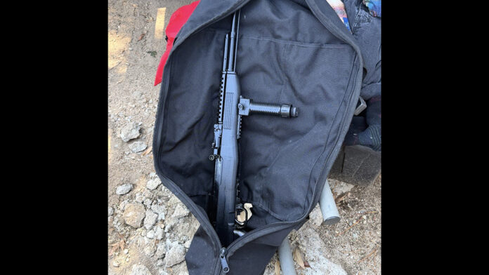 Assault rifle in bag