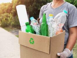 Gonzales hosts free recycling event Saturday woman hand holding box garbage for recycle