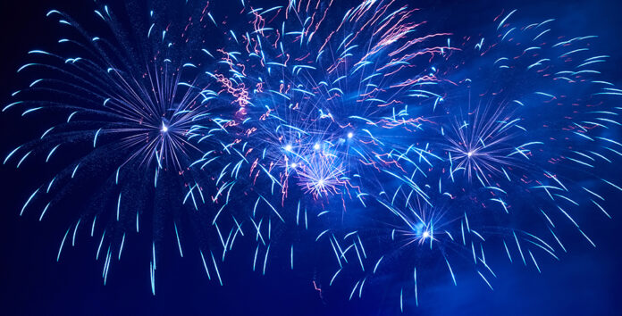 Blue colorful fireworks