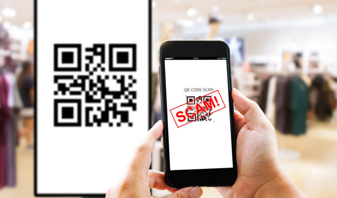 Fake QR Code scams fraud phishing concept