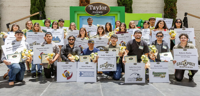 Taylor Farms Scholarship Awards 2026 group photo Taylor Farms Scholarship Awards recipients